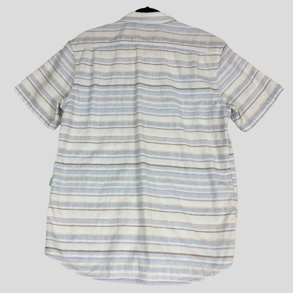 Vissla Button Down Shirt Mens Large Short Sleeve Blue Striped - Picture 2 of 12